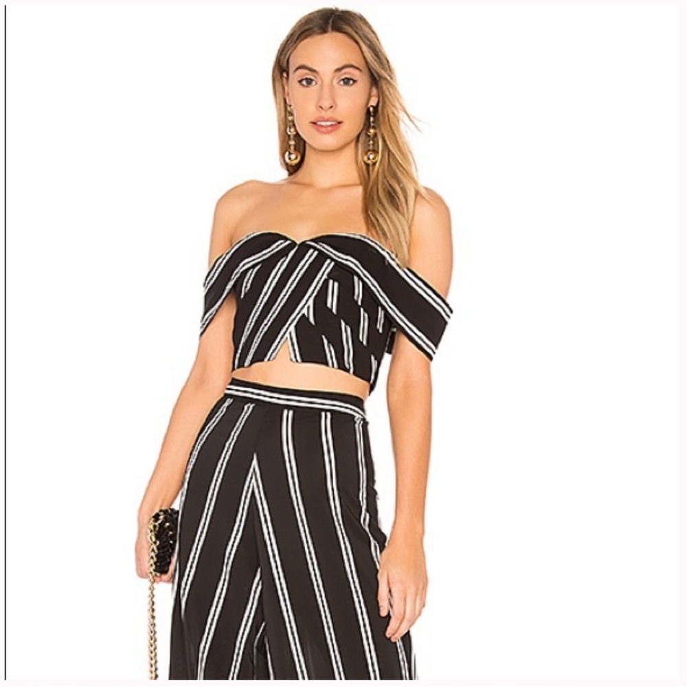 Alice + Olivia off the shoulder crop top